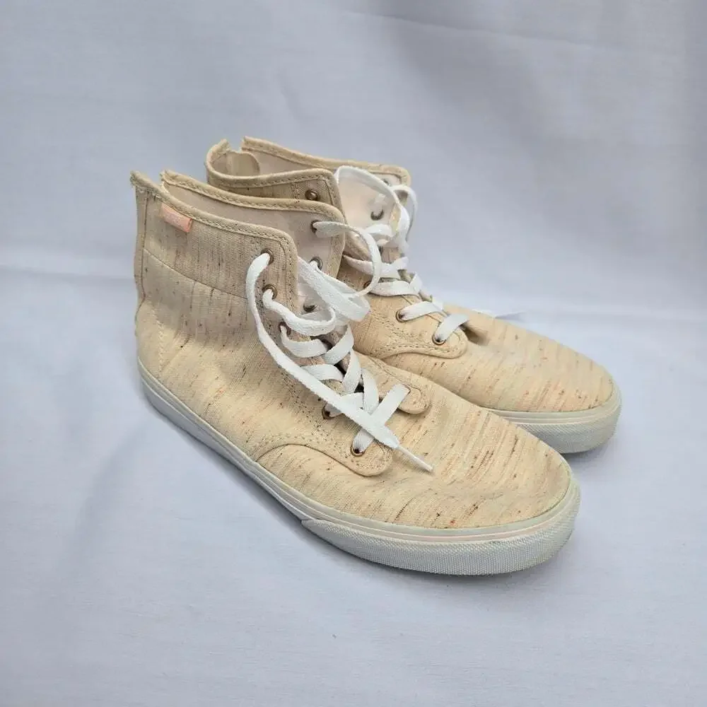 Womens Vans Beige High-Top Zip Skate Shoe Sneakers Size 6